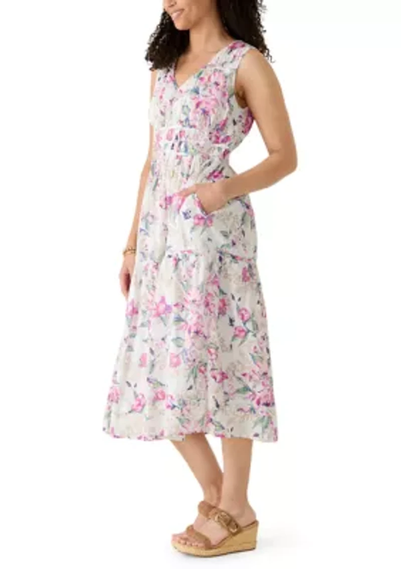 Women's Sleeveless Floral Garden Midi Dress