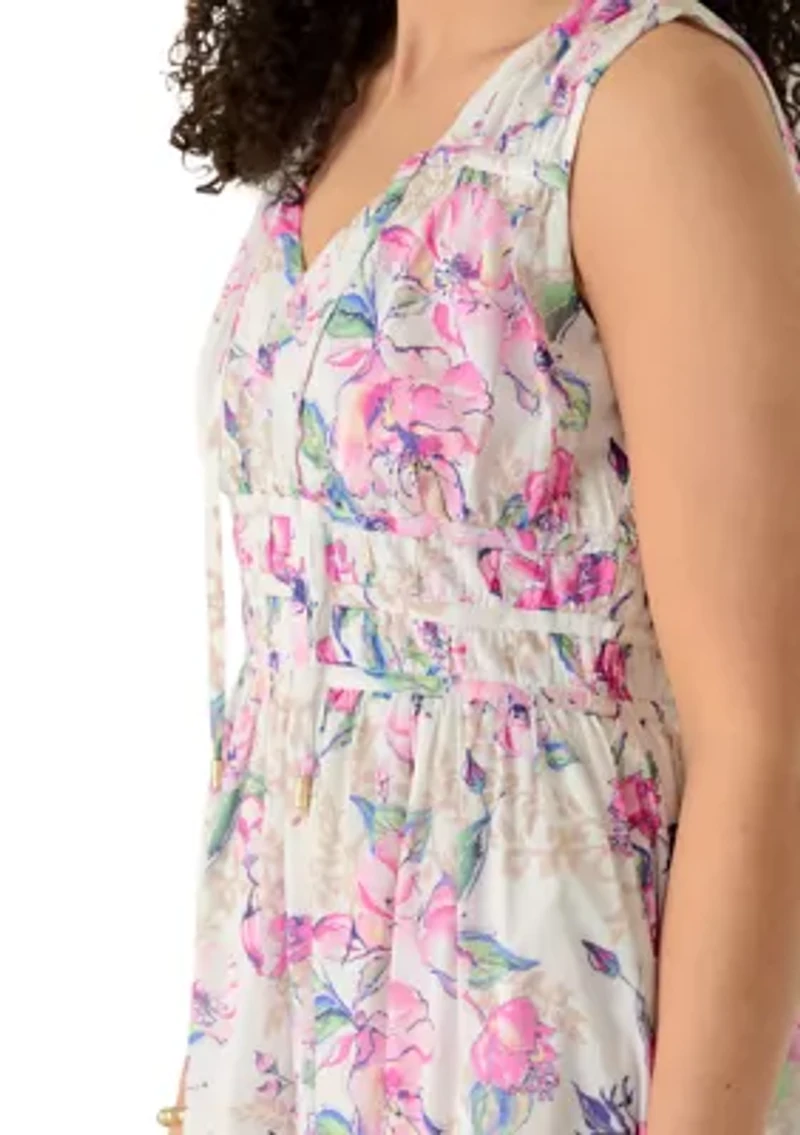 Women's Sleeveless Floral Garden Midi Dress