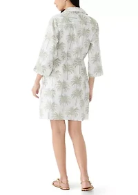 Women's Three-Quarter Sleeve Palm Banks Shift Dress