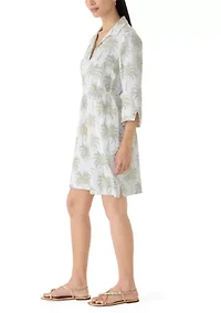 Women's Three-Quarter Sleeve Palm Banks Shift Dress