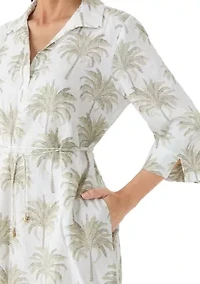 Women's Three-Quarter Sleeve Palm Banks Shift Dress