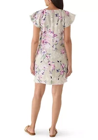 Women's Floral Garden Linen Shift Dress