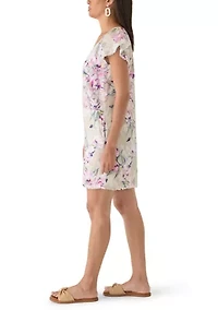 Women's Floral Garden Linen Shift Dress