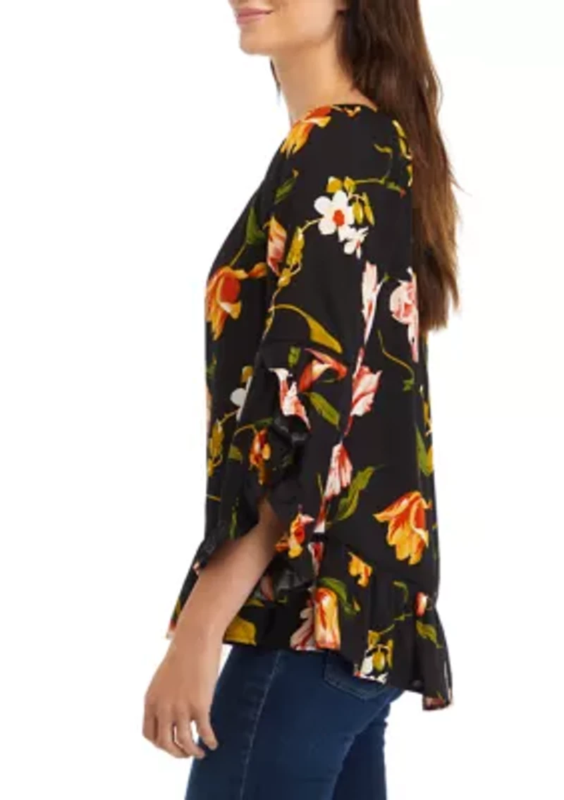 Women's Symphony Sleeve Printed Blouse
