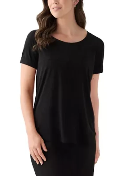 Women's Short Sleeve Faux Suede Top