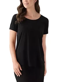 Women's Short Sleeve Faux Suede Top