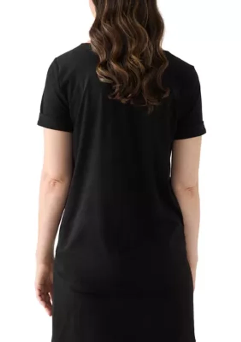 Women's Short Sleeve Faux Suede Top