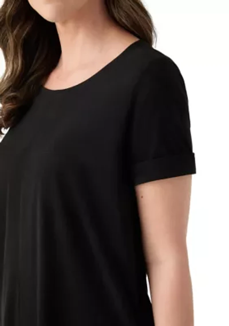 Women's Short Sleeve Faux Suede Top