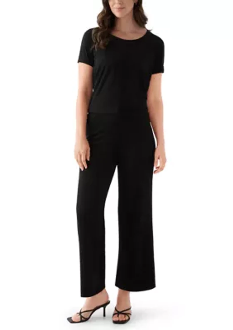 Women's Short Sleeve Faux Suede Top