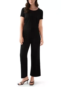 Women's Short Sleeve Faux Suede Top
