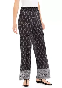 Women's Print Boudre Pleat Pull On Pants