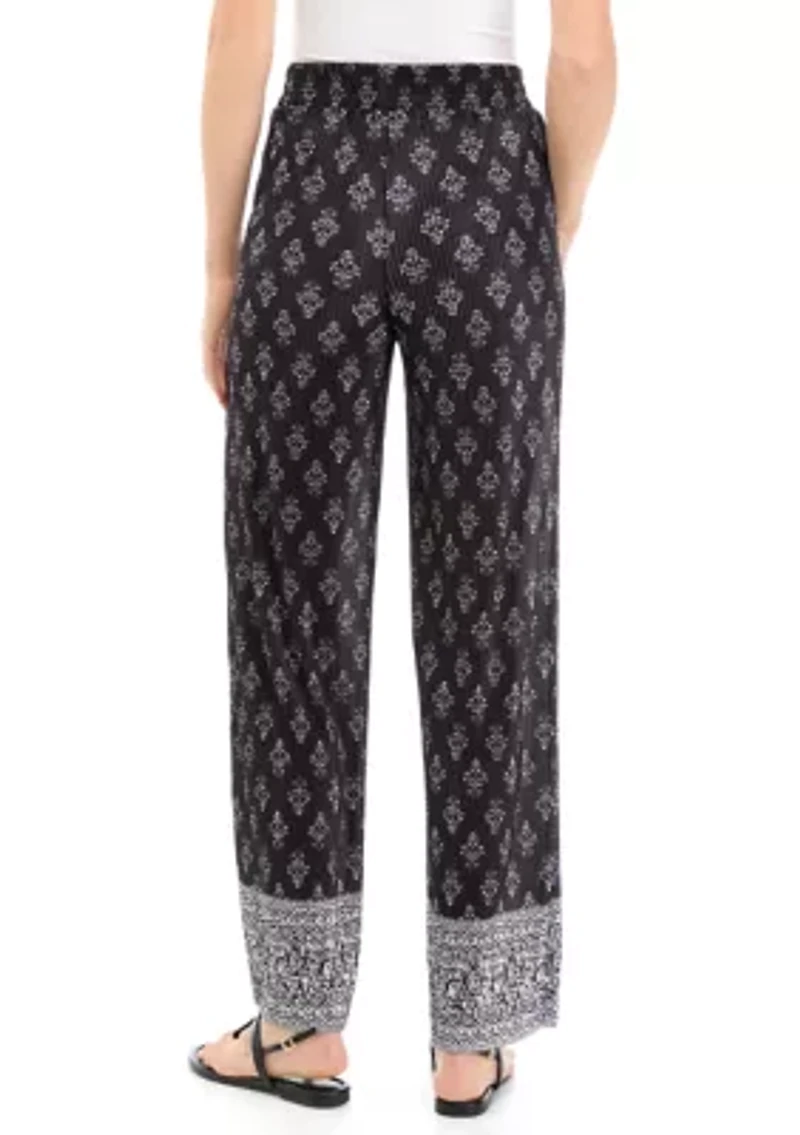 Women's Print Boudre Pleat Pull On Pants