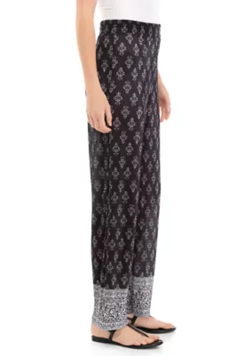 Women's Print Boudre Pleat Pull On Pants