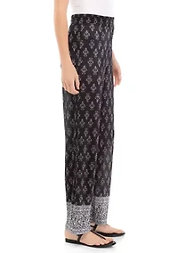 Women's Print Boudre Pleat Pull On Pants