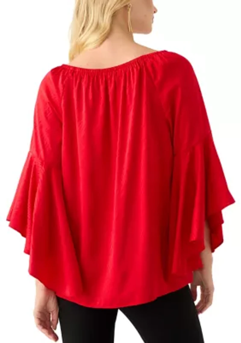 Women's Tulip Sleeve Satin Blouse