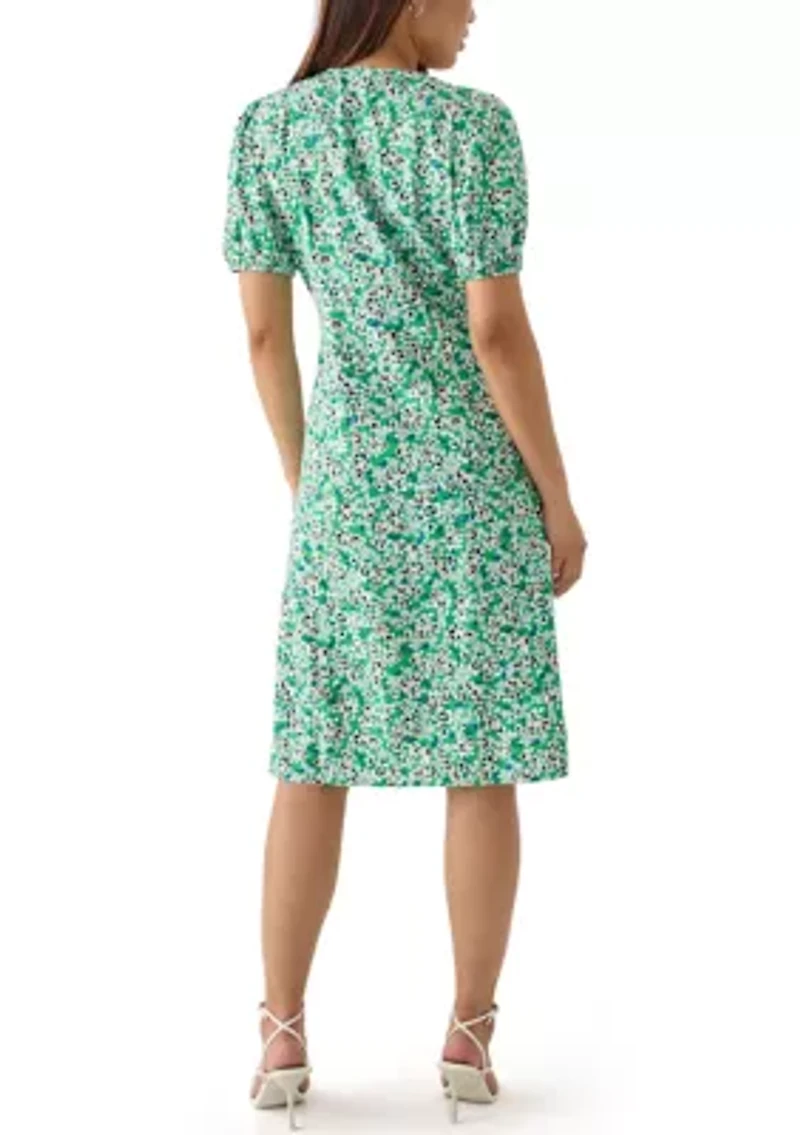 Women's Short Sleeve Button Front Midi Dress