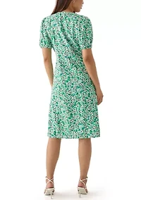 Women's Short Sleeve Button Front Midi Dress
