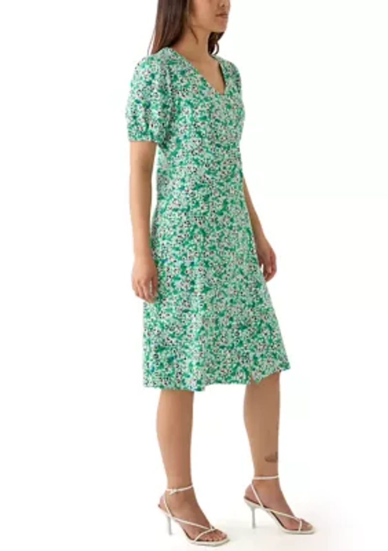 Women's Short Sleeve Button Front Midi Dress