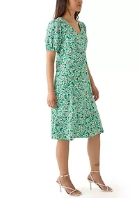 Women's Short Sleeve Button Front Midi Dress