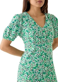 Women's Short Sleeve Button Front Midi Dress