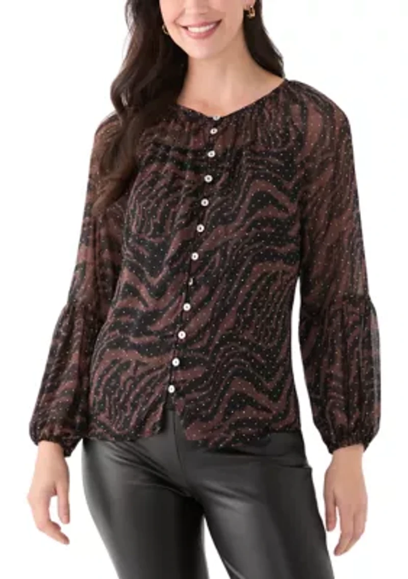 Women's Printed Lurex Blouse