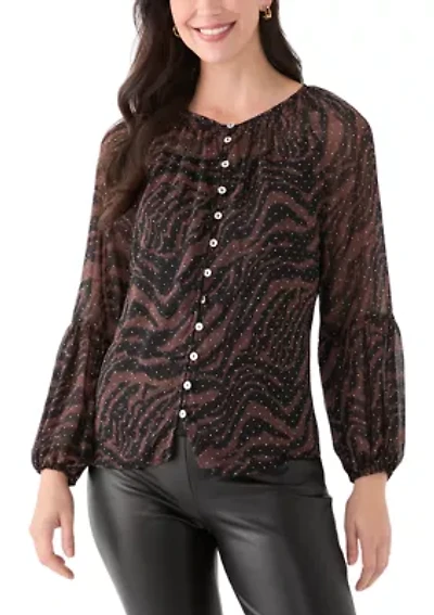Women's Printed Lurex Blouse