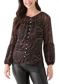 Women's Printed Lurex Blouse