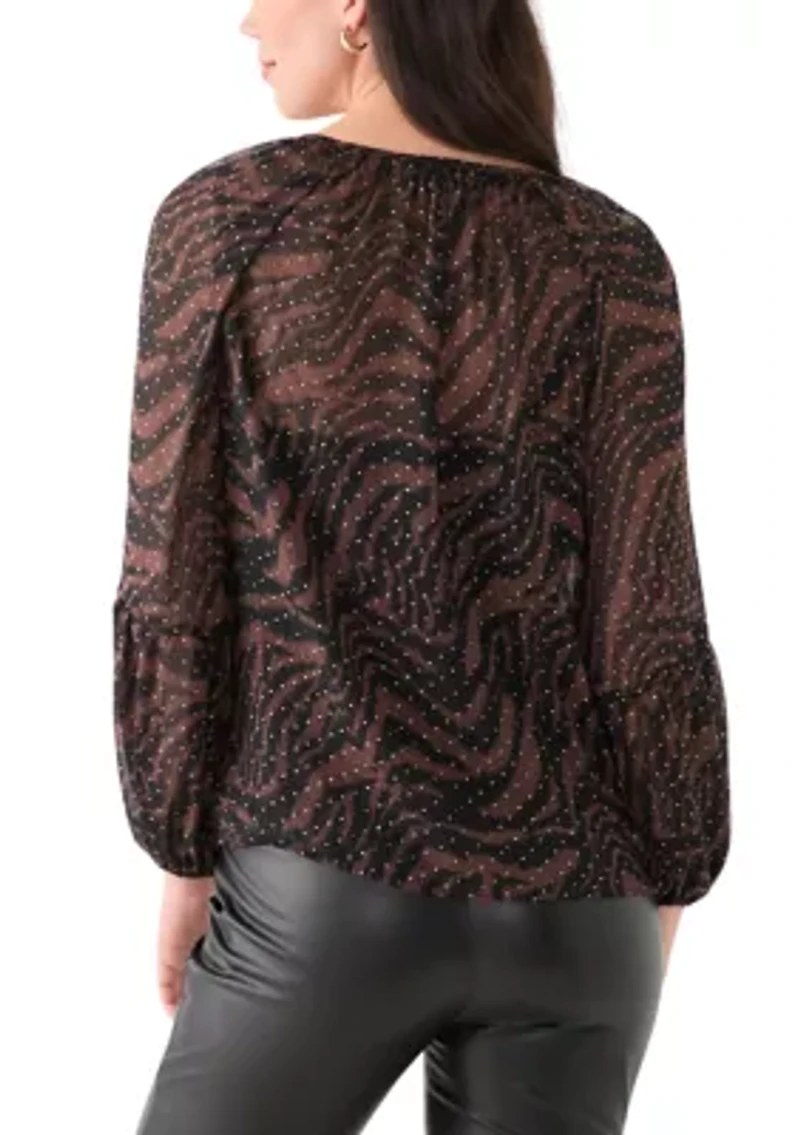 Women's Printed Lurex Blouse