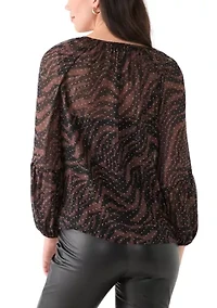 Women's Printed Lurex Blouse