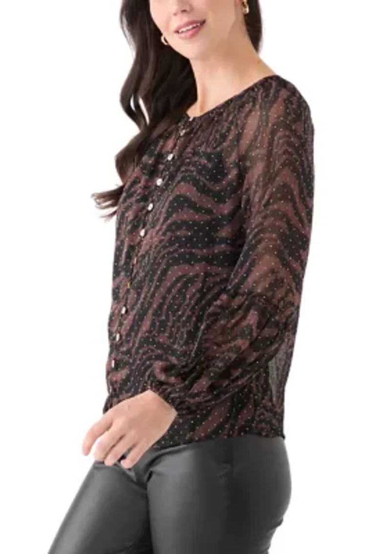 Women's Printed Lurex Blouse