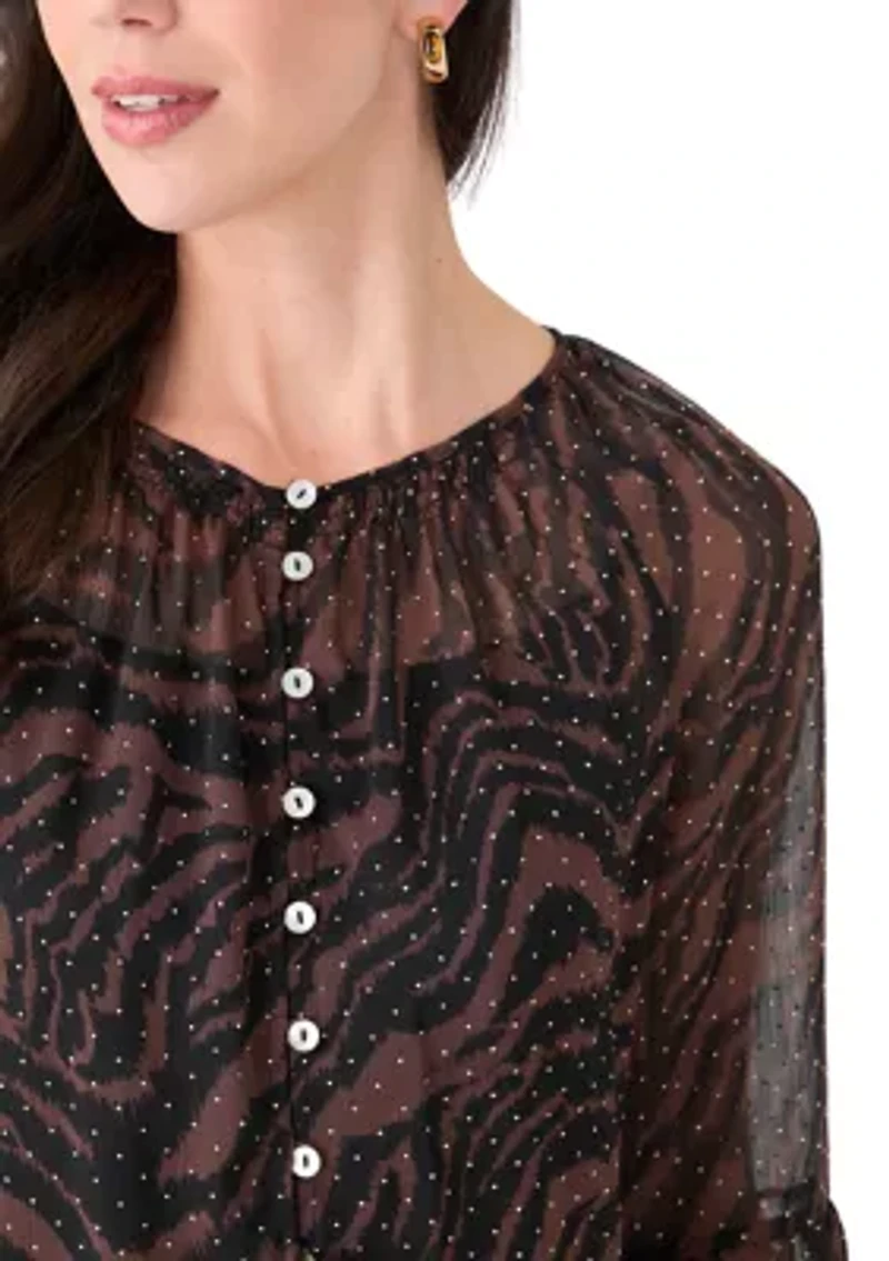 Women's Printed Lurex Blouse