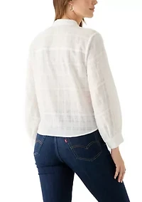 Women's Textured Tie Front Blouse