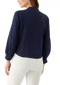Women's Textured Tie Front Blouse