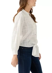 Women's Textured Tie Front Blouse