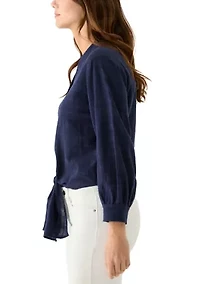 Women's Textured Tie Front Blouse