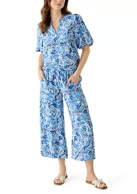 Women's Split Neck Puff Sleeve Blouse