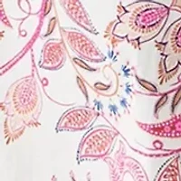 Women's Tie Waist Poplin Paisley Printed Midi Dress