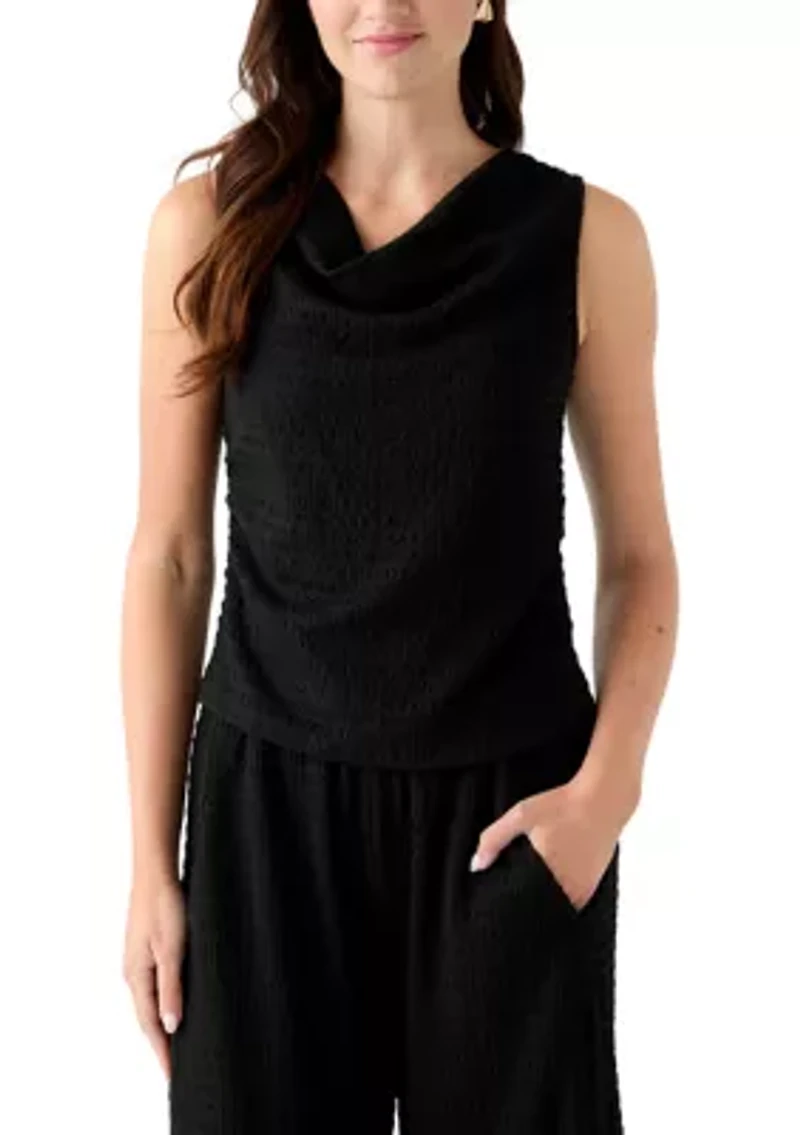 Women's Sleeveless Cowl Neck Textured Knit Top