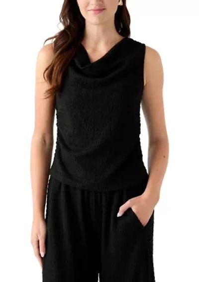 Women's Sleeveless Cowl Neck Textured Knit Top