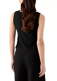 Women's Sleeveless Cowl Neck Textured Knit Top