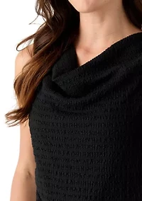 Women's Sleeveless Cowl Neck Textured Knit Top