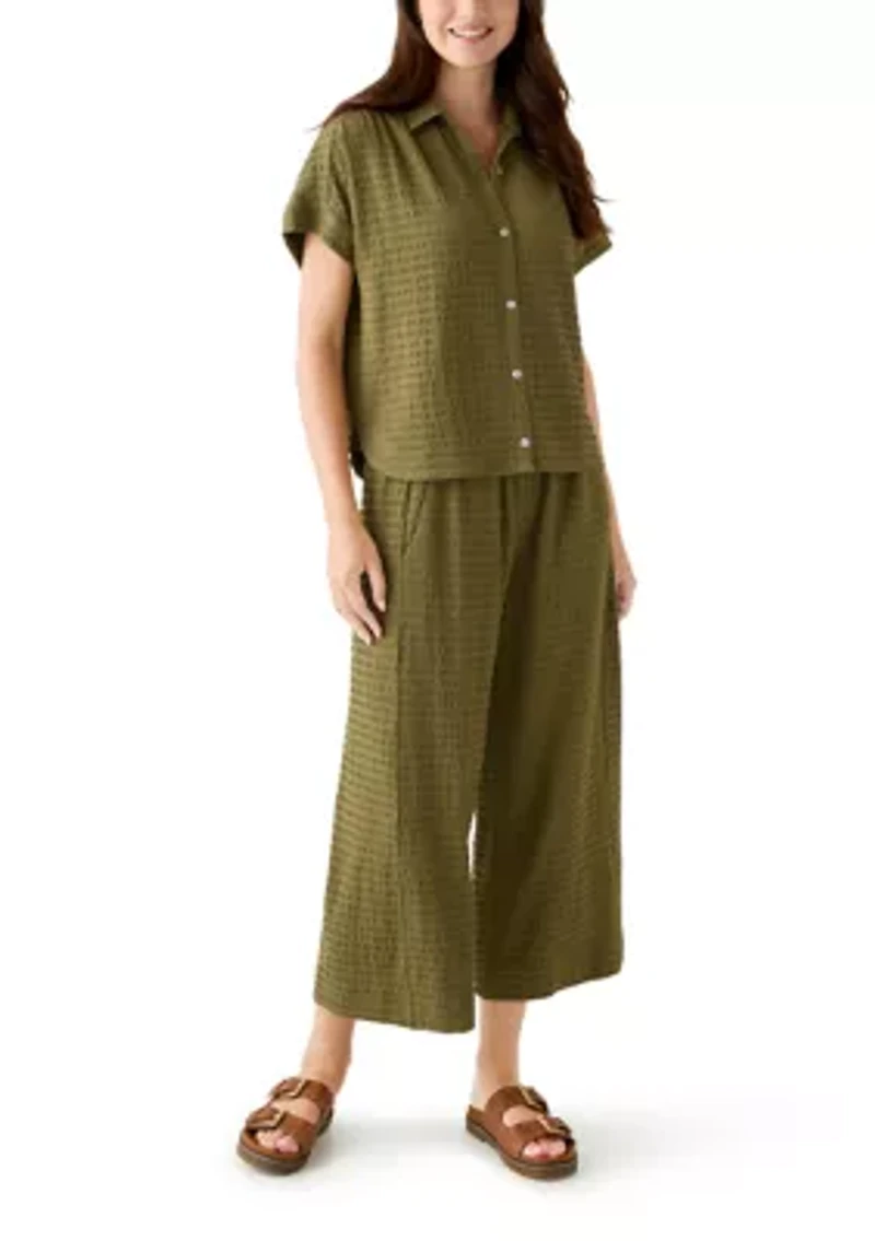 Women's Textured Knit Wide Leg Pants