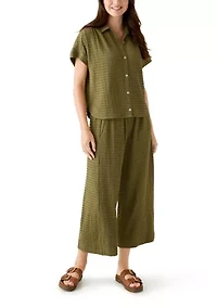 Women's Textured Knit Wide Leg Pants