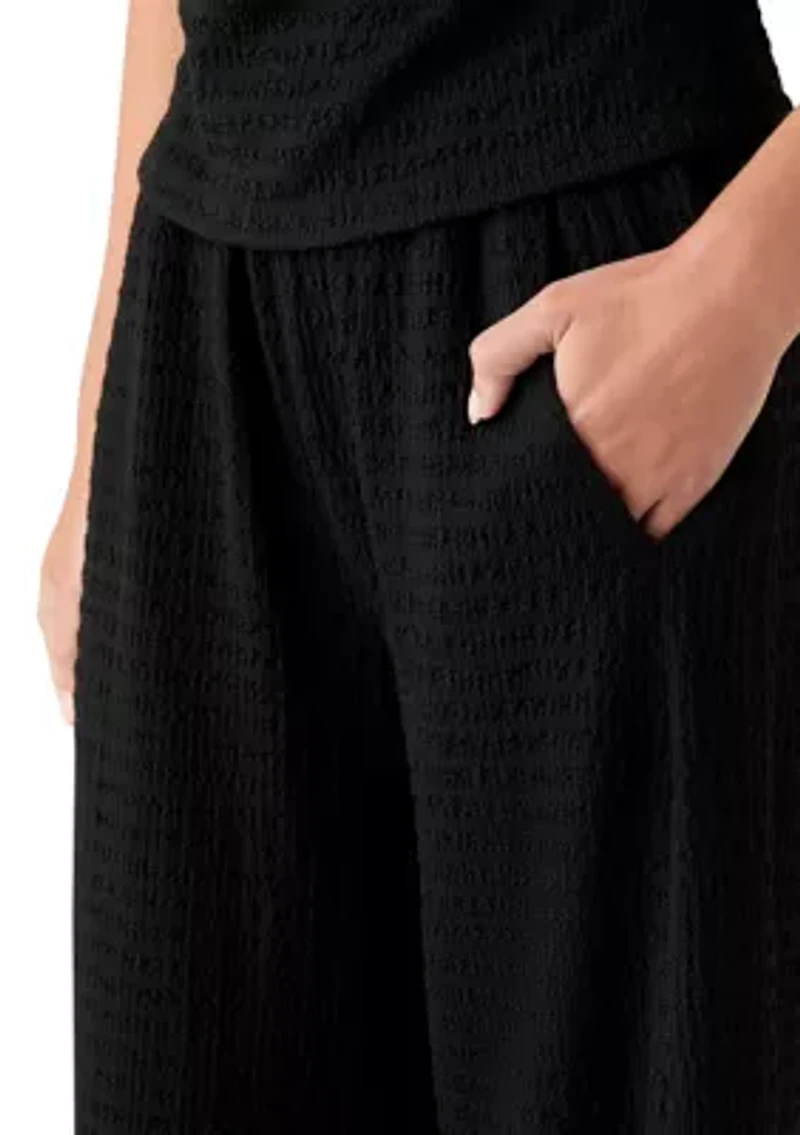 Women's Textured Knit Wide Leg Pants