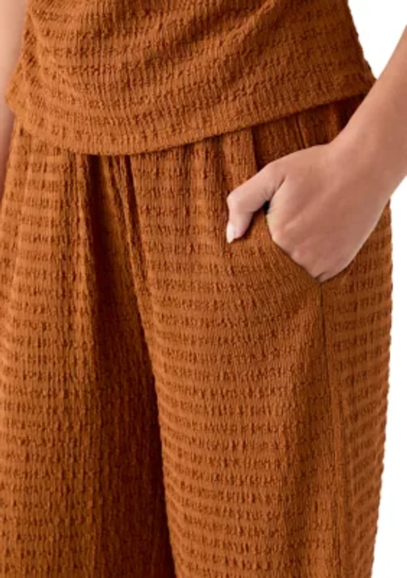 Women's Textured Knit Wide Leg Pants