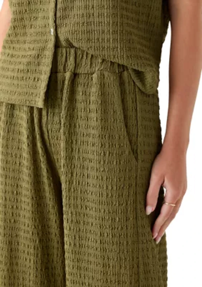 Women's Textured Knit Wide Leg Pants