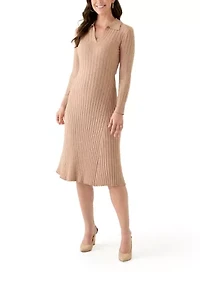 Women's Long Sleeve Collar Sweater Dress