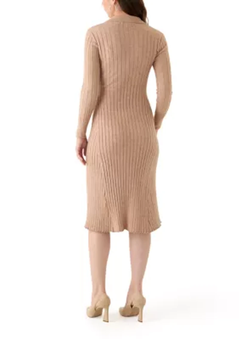 Women's Long Sleeve Collar Sweater Dress