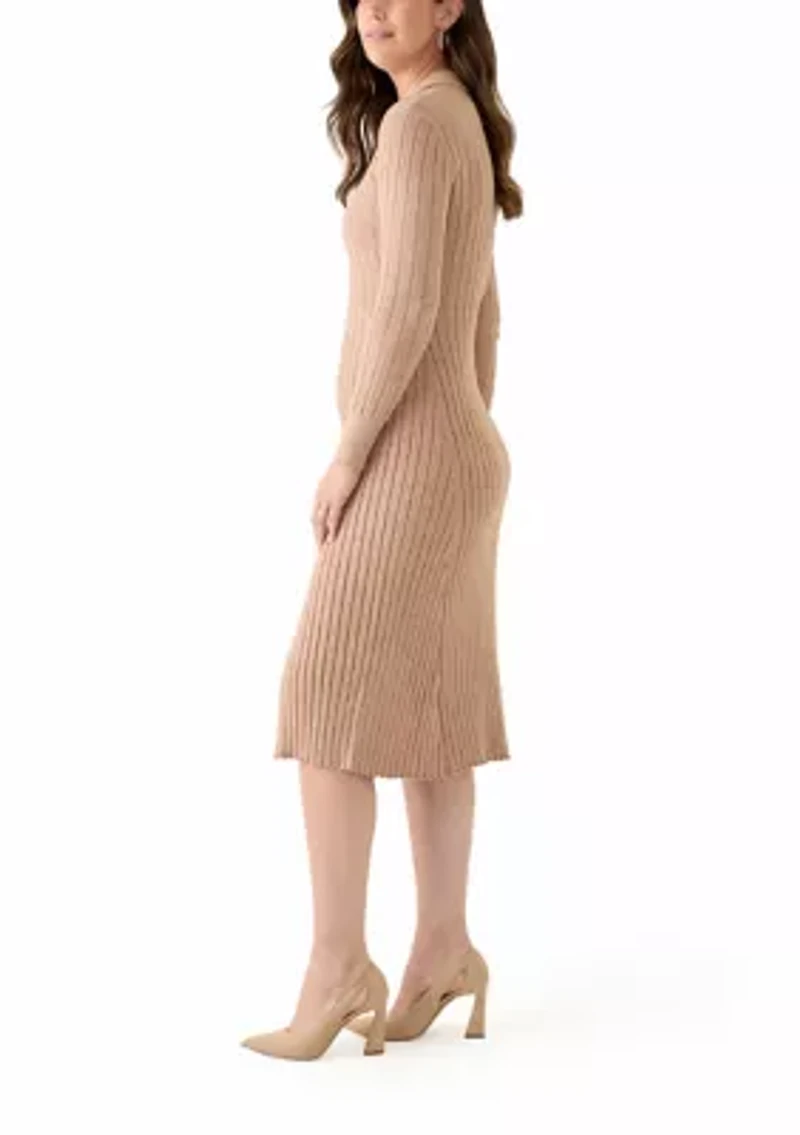 Women's Long Sleeve Collar Sweater Dress