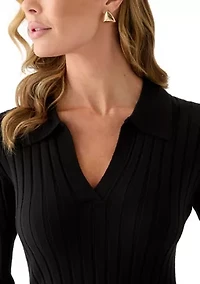 Women's Long Sleeve Collar Sweater Dress